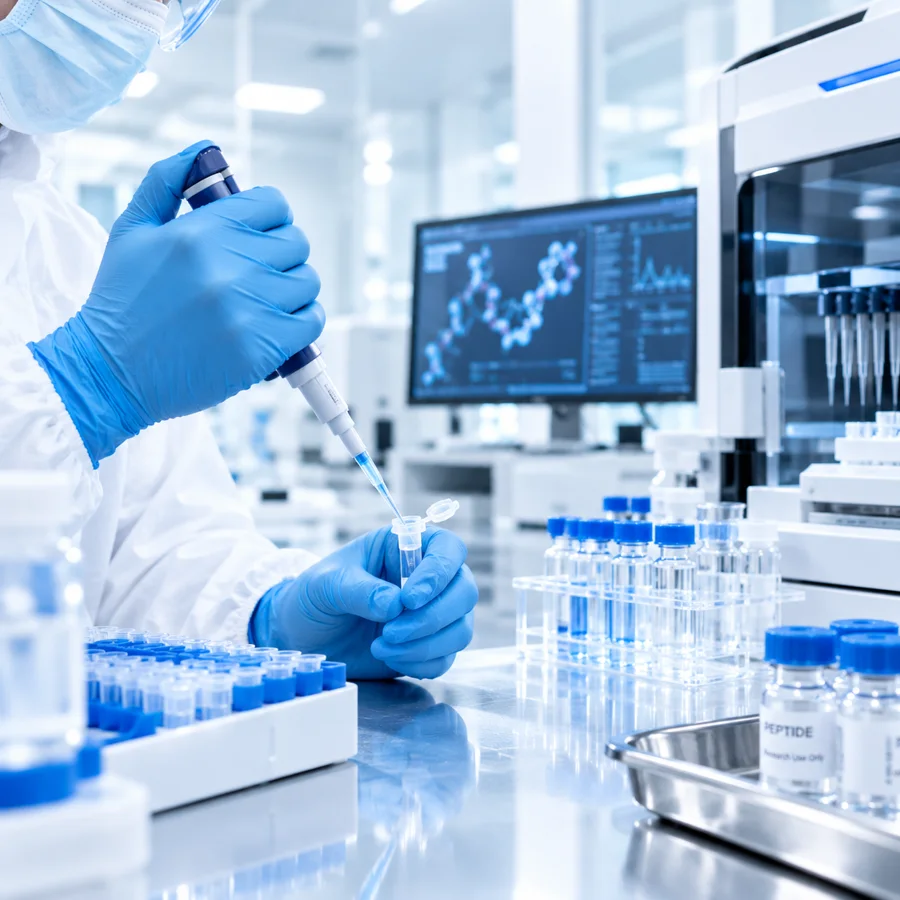 Researcher pipetting a sample