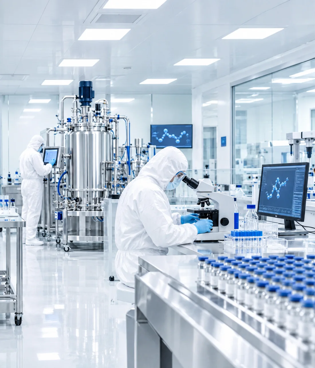 Cleanroom laboratory with researchers